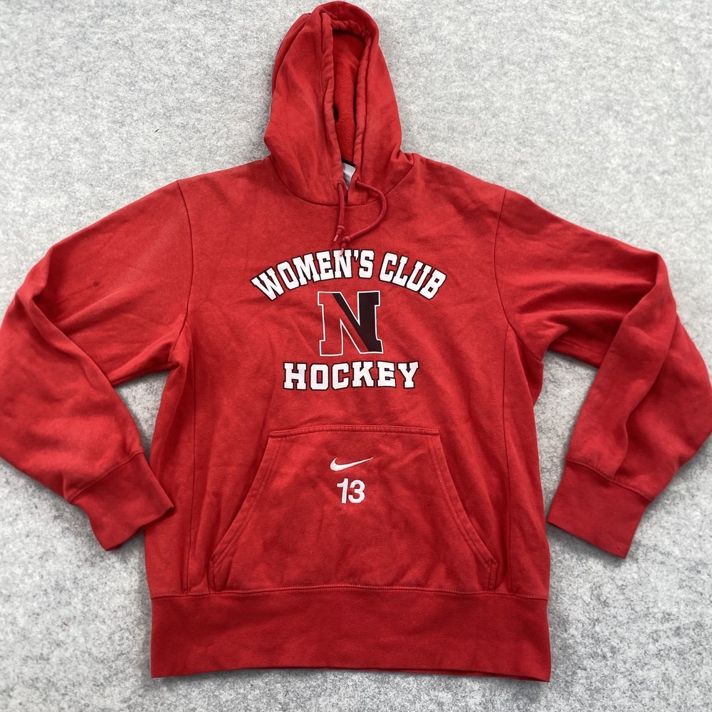 Northeastern Huskies Hoodie Womens Small Red NCAA Ice Hockey Nike *STAIN FADE*